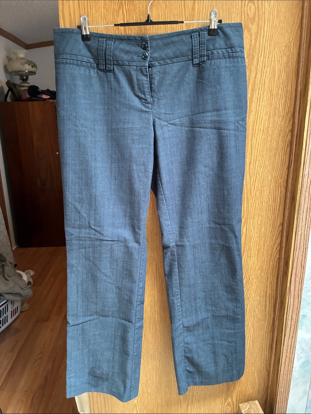 Maurices Slate Blue Wide Leg Pants with Double Button Waist